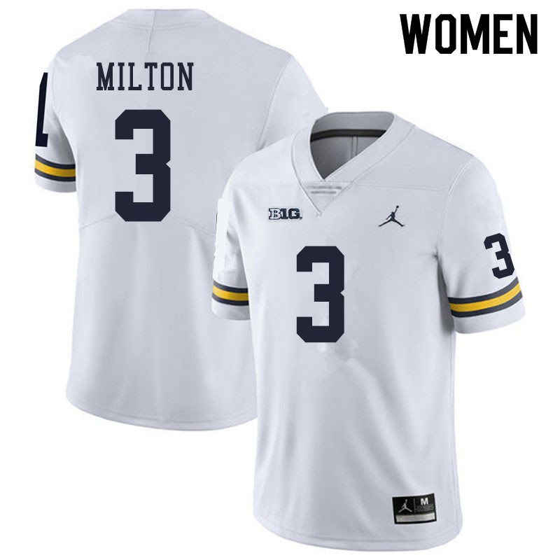 Women #3 Joe Milton Michigan Wolverines College Football Jerseys Sale-White